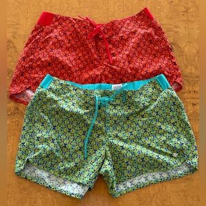 Columbia Women's Shorts Siz L Multi Color Tie Closure Omni Shield 2 Pairs